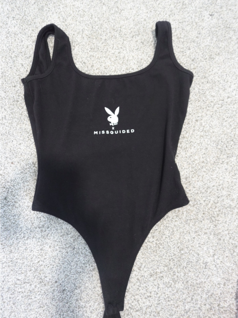 Missguided / Playboy Womens Black Sleeveless Logo Bodysuit